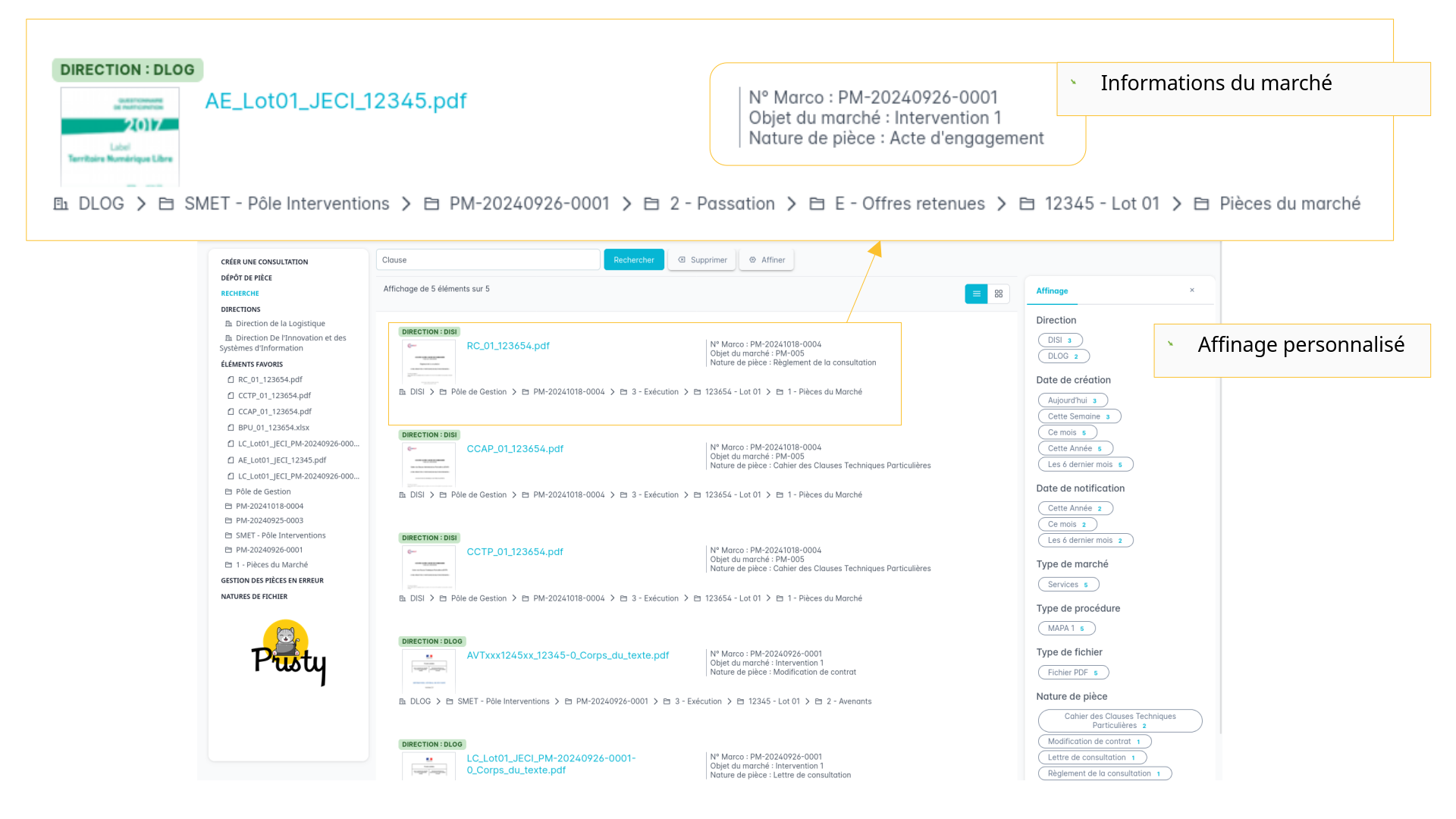 Visuel de l'application : page d'accueil de Pristy Social